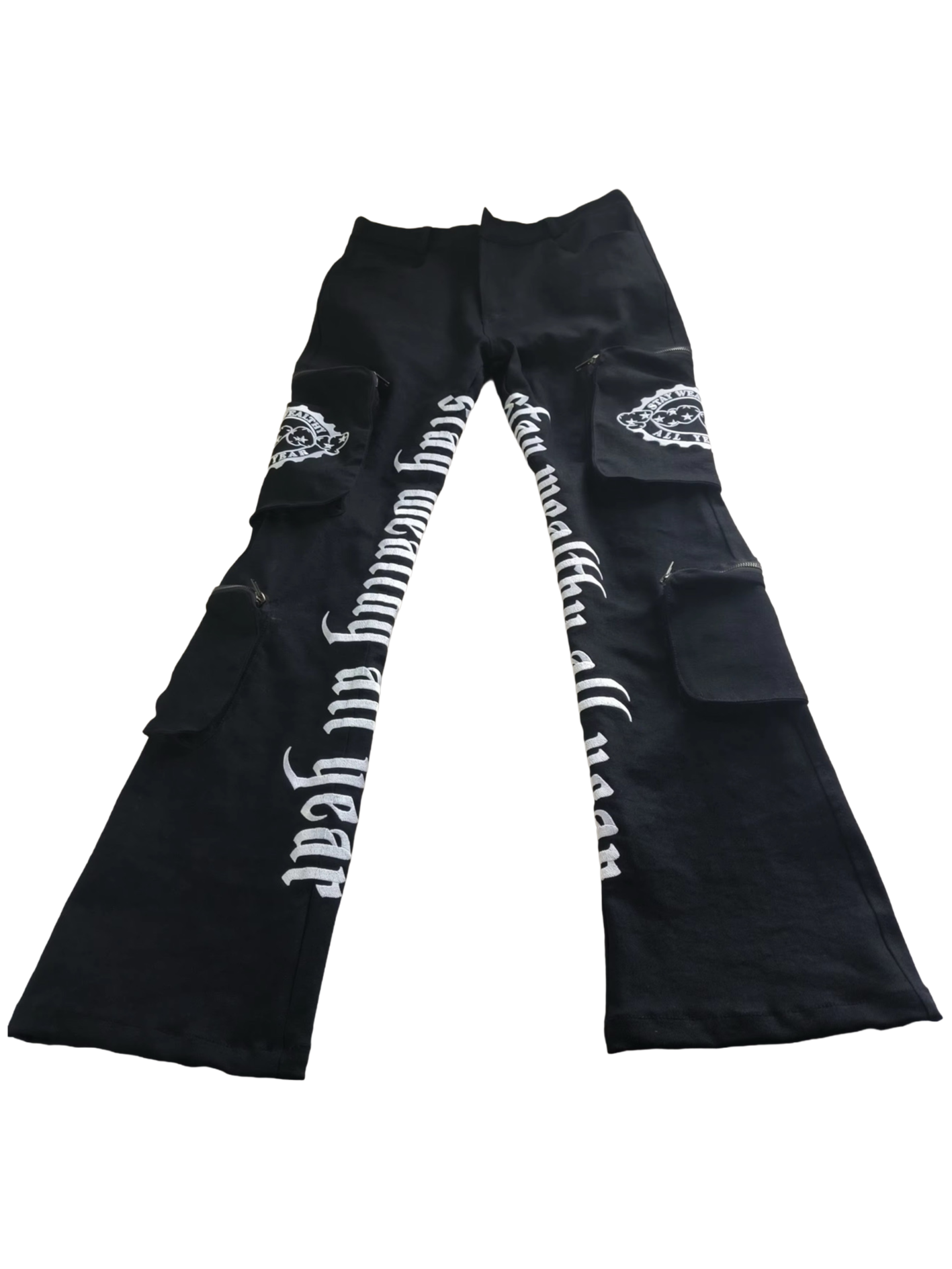 Black + White Embroidered Sway Cargos