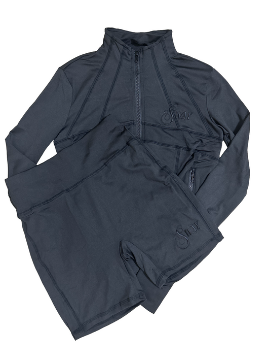 Black Women Zip Up Set