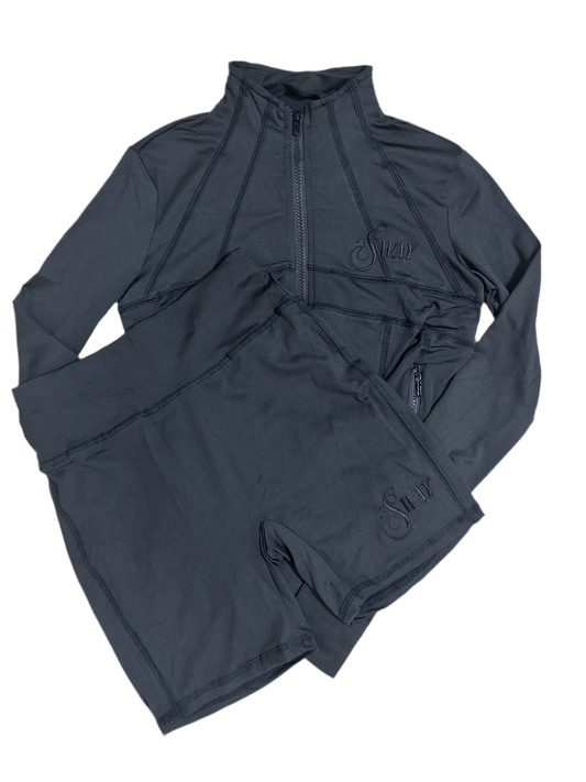 Black Women Zip Up Set