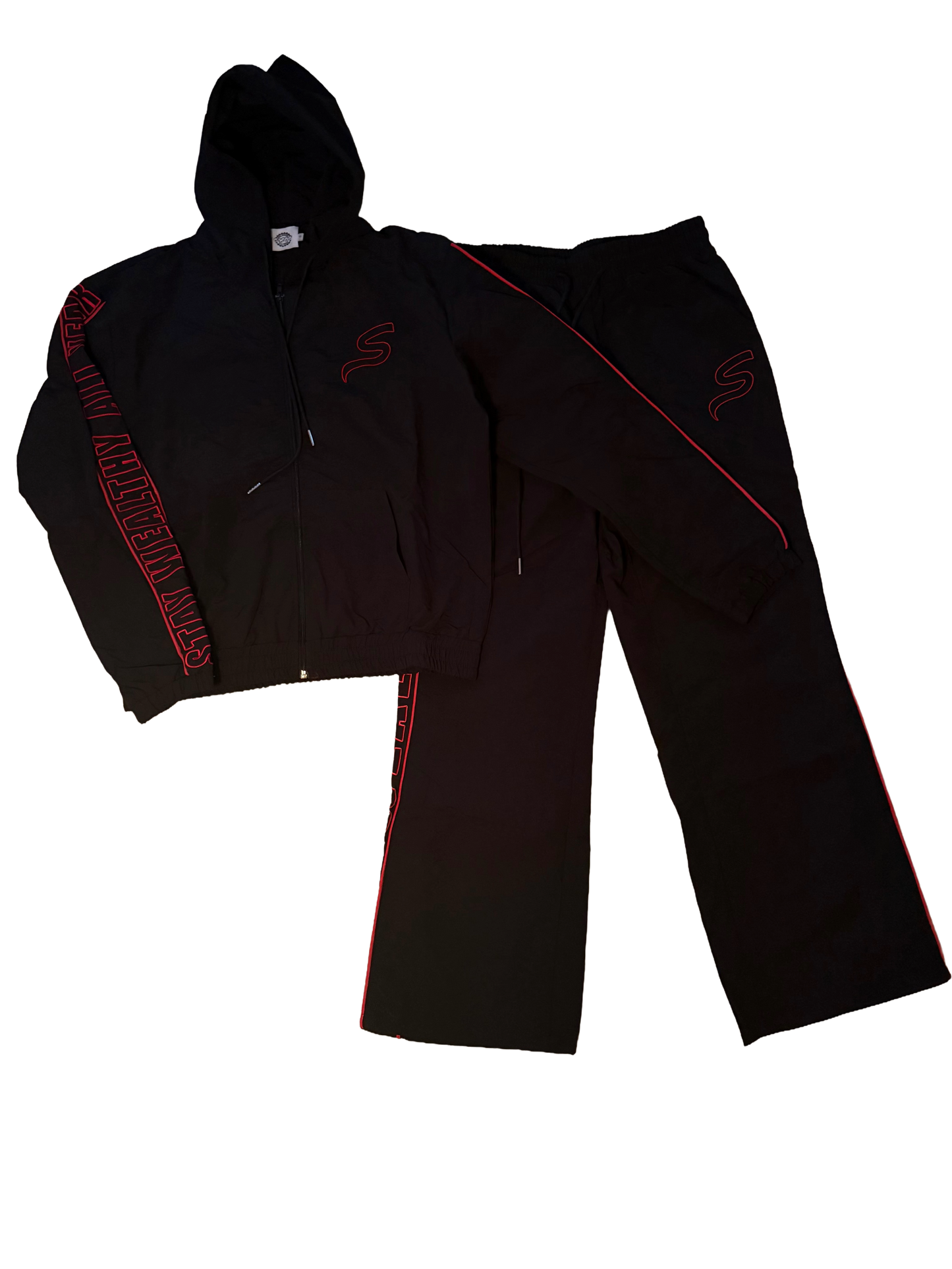 Black + Red Windbreaker set