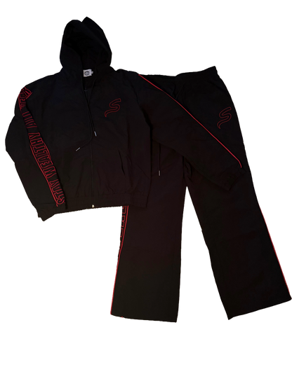 Black + Red Windbreaker set