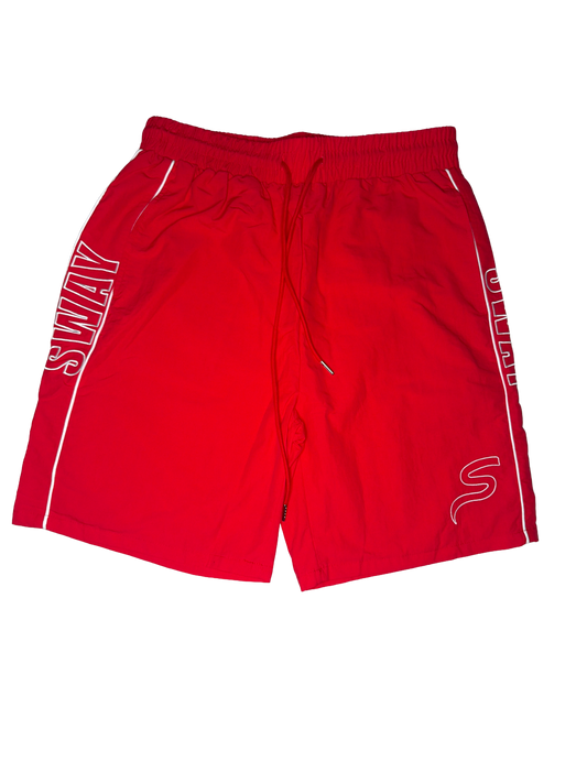 Red Windbreaker Shorts