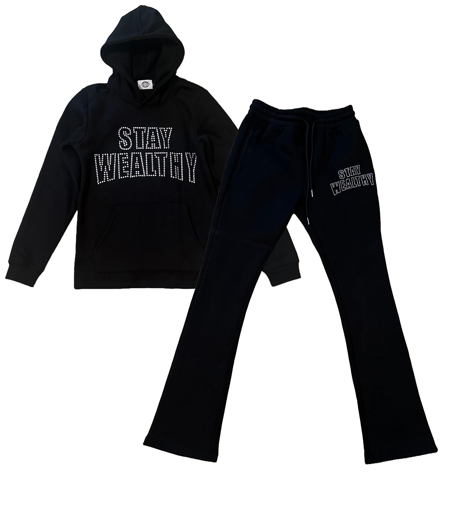 Black / Rhinestones STAY WEALTHY ALL YEAR Flare Sets