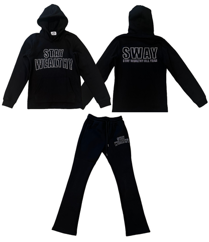 Black / Rhinestones STAY WEALTHY ALL YEAR Flare Sets